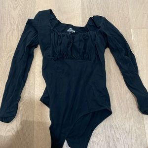 Black bodysuit Ruffled Chest Area